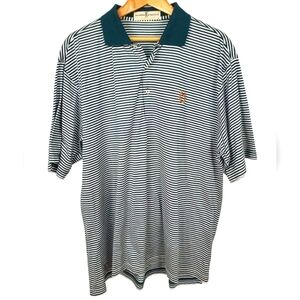 Fairway and Greene Striped Men's Polo Shirt. Hunter Green And White. LG